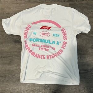 PacSun White Graphic Tee with Pink and Blue Accents